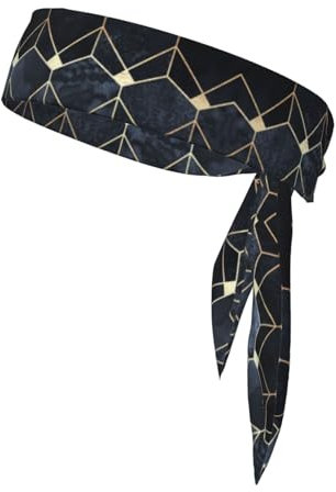 QIN&ZHENG Sport-Schweißband mit blauen Sechsecken und Diamanten, für Biker, Yoga, Laufen, Haarband