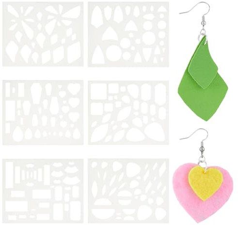 SUPERFINDINGS 6 Stück 6 Stilen Für Schmuck Wiederverwendbare Vorlage Zur Herstellung von Ohrringen Schneideschablone Aus Kunststoff Mit Verschiedenen Mustern Zeichen Und Malschablonen Vorlagen