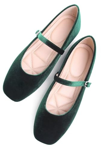 Stunner Mary Jane Shoes Square Toe Black Flats Ballet Flats for Women Comfortable Ankle Strap Flats Casual Slip On Flats