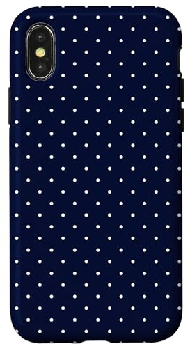 Boho Tiny Polka Dot Rockabilly Cute Navy Blue Polkadot Case for iPhone X/XS