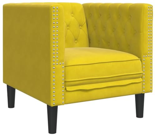vidaXL Chesterfield Sessel, Loungesessel mit Knopfheftung, Polstersessel Relaxsessel für Wohnzimmer, Clubsessel Cocktailsessel Sofa, Gelb Samt