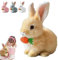 My Realistic Bunny Toy, 2025 Neu Hüpfendes Kaninchen, Interaktives Elektronisches Haustier Plüschhasenspielzeug mit Geräuschen Bewegungen Wackeln Hasen Kuscheltiere Osterhase Plüschtier (Braun)