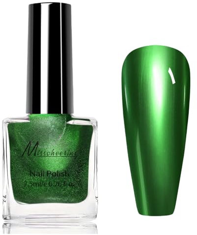 Grün Metallic Spiegel Nagellack, Mirror Nagellack Grün, Spiegelnagellack Effekt Schnelltrocknend Chrom, Glitzer Nail Polish Langanhaltender für Anfänger DIY Art - Ohne UV Lampe (Grün, 7.5ML)