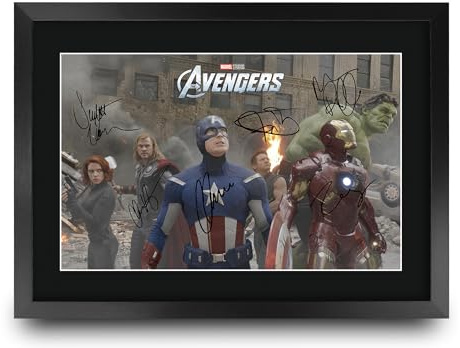 HWC Trading The Avengers 1 Scene 1 Gifts Printed Signed Autograph Picture for Movie Memorabilia Fans - A3 Framed