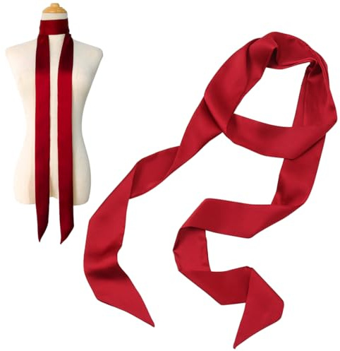 QOWIJEX 1 Stück Damen Satin Gürtel 5cm x 200cm Band Imitated Silk Lange Schal Kleid Bund Hut Zubehör,Rot