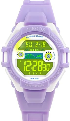 Juboos Kinder Digitaluhren Jungen Mädchen,7 Farben LED-Licht,30M Wasserdicht, mit Alarm,Stoppuhr Outdoor Armbanduhr für Kinder 5-16 Jahre