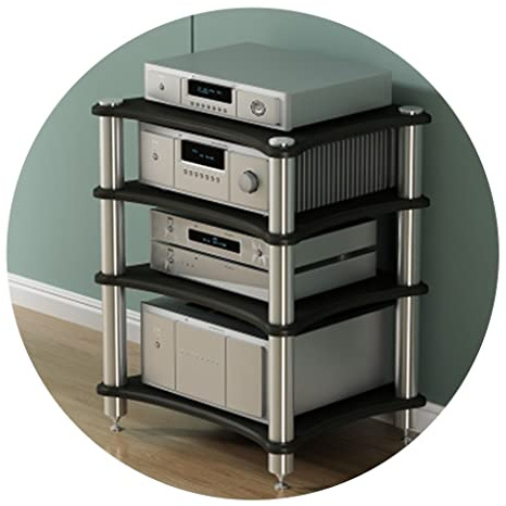 AV-Media-Ständer aus Holz mit 4 Ebenen, Eckregal, Audio-Regal für CD-Player, Stereo-Schrank, Heim/Büro, Unterhaltung, DJ/Theater, Aufbewahrungslösung