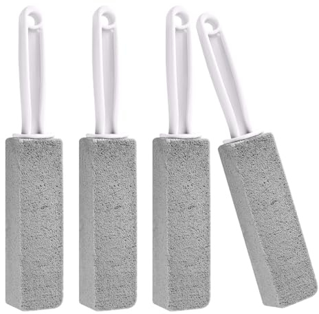 4 stycken säker pimpstensrengöringsborste, WC-pimpsten | Toalettrengöring pimpsten med handtag naturlig pimpsten rengöringssten för grill, kök, badrum, tvättställ, pool