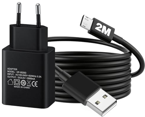 Game Controller Ladekabel 5V2A Netzteil USB A auf Micro USB Kabel 2M Mikro USB Ladegerät Kompatibel mit PlayStation 4 Remote Controller, PS4 Slim, PS4 Pro, PS Vita Gamecontroller Netzkabel mit Stecker