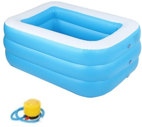 Kids Paddling Pool Square, Extra Thick PVC, Independent Air Chambers Garden Pool