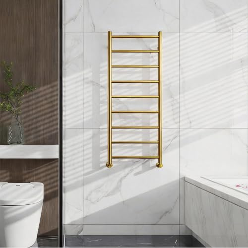 KESANITAR Central Heating Towel Radiator Rail, Towel Warmer Bathroom Radiator (Brushed Brass, 1200x500mm)