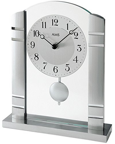 AMS Quarzpendel-Tischuhr, Holz, Mehrfarbig, 33 x 27 x 15 cm