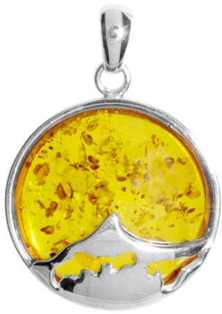 Ostsee-Schmuck Damen-Anhänger 925/000 Sterlingsilber mit Bernstein