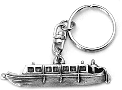 Narrow Boat (Canal Boat) Key-ring (keychain) in Fine English Pewter, Handmade, (h) by Hoardersworld