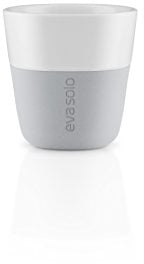 EVA SOLO | 2 Espresso Becher | 80 ml | Gut zu halten durch Silikonbeschichtung | Spülmaschinenfest | Marble Grau