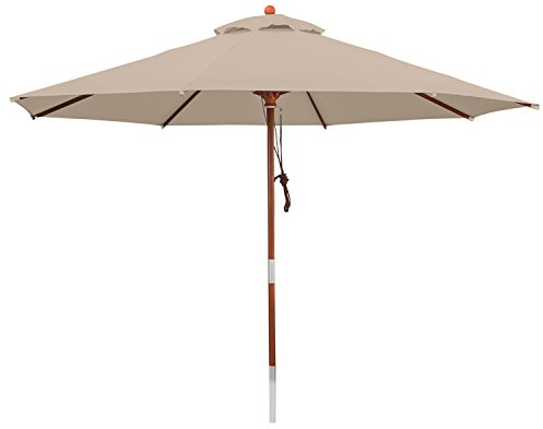 anndora® Sonnenschirm Gartenschirm 3,5 m rund - UV Schutz + Winddach - Dark Natural