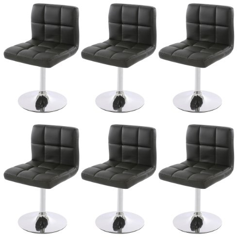 Mendler 6er-Set Esszimmerstuhl Kavala Kunstleder Chrom - schwarz | Drehstuhl, Stuhl