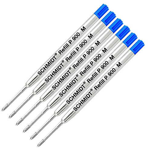 Schmidt P900 Parker Style Kugelschreiber-Mine Medium Point - 6 Count Tintenblau