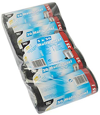 Müllbeutel, HDPE 35 l 69 cm x 55 cm schwarz, 5 x 20 Stück