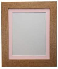 FRAMES BY POST Metro Bilderrahmen aus Eiche mit pinkem, Kunststoffglas, 61 x 51 cm, für Bildgröße 50 x 40 cm, Rosa Passepartout, 24 x 20 for Pic Size 50 x 40cm
