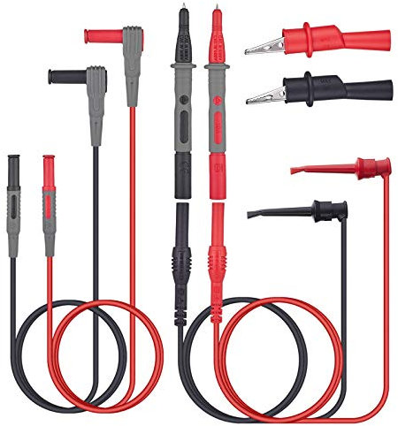 WGGE WG-012 Electronic Test Lead Kit with insulation alligator clips, 42 inch PVC Lead Extensions , Plunger Mini-Hooks with 42 inch cable and 4 inch Heavy Duty Test Probe, Multimeters and clamp meter
