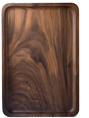 Bandeja rústica de madera de nogal – Plato de desayuno y tapas de madera maciza – Bandeja de mesa de té y café – Regalo de inauguración de la casa (rectangular)