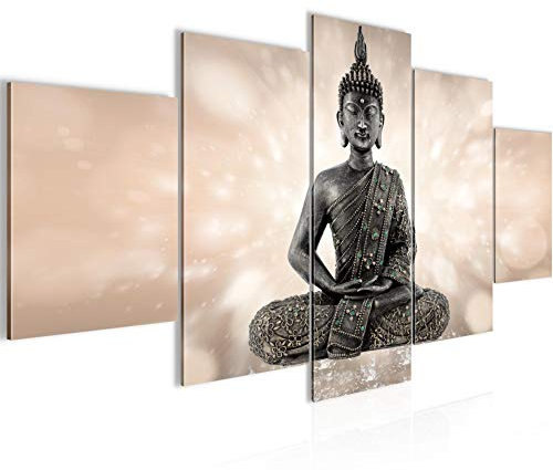 Runa Art - Bilder Buddha Feng Shui 200 x 100 cm 5 Teilig XXL Wanddekoration Design Beige Braun 506651a