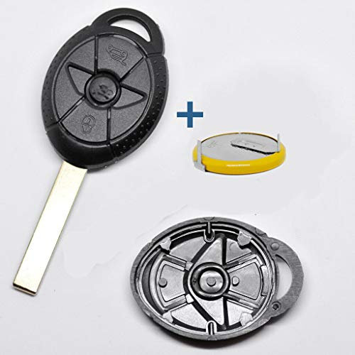 Auto Schlüssel Funk Fernbedienung 1x Gehäuse 3 Tasten + 1x fest eingegossener Rohling + 1x LIR2025 Akku Batterie für Mini