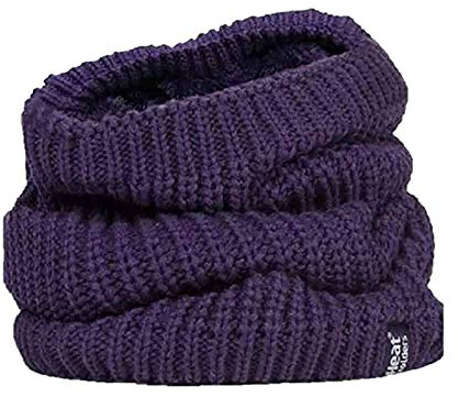 HEAT HOLDERS - Femme Épais Tricot Echarpe Tube Cache Cou Snood avec Doublé Polaire (One Size, Purple (Chunky))