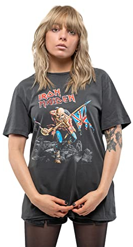 Amplified Iron Maiden 80 Tour Unisex T-Shirt, Dark Grey, Dark Grey, XLarge, Charcoal, XL