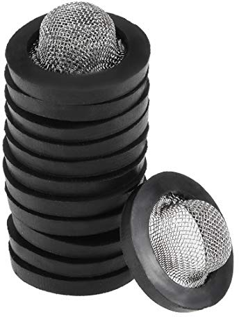 sourcing map 12er Pack Gummi Unterlegscheiben Wasserhahn Sieb Wasserhahn Filter 19mm AD 13mm ID 3mm Dicke Dichtungsringe Dichtungsring mit Edelstahl Eingangsfilter für Wasserschlauch Wasserhahn