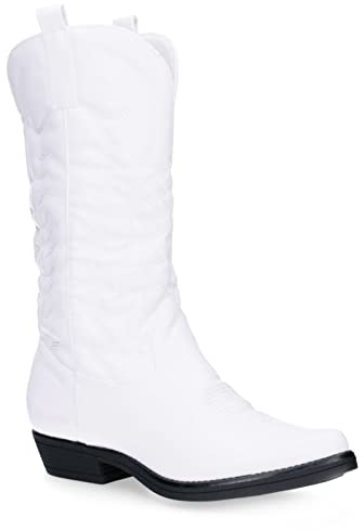 Toocool - Stivali Donna Texani Cowboy Western camperos Scarpe Inverno 2C8X9003 [40,Q8X5732-2 Bianco]