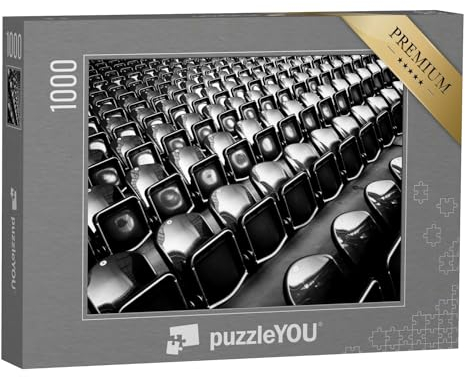 puzzleYOU: Puzzle 1000 Teile „Sitzreihen in einem Fußballstadion, schwarz-weiß“ – aus der Puzzle-Kollektion Fotokunst