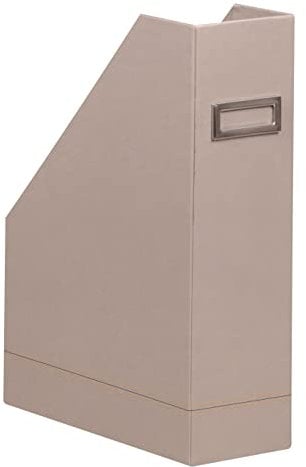 RHODIA 194545C - Porte-Revues Touche de Rose -10 x 25 x 31 cm - Piqûres Sellier Orange - Extérieur Simili Cuir-Collection Home Office rama - Organisation de Bureau & Rangement Design