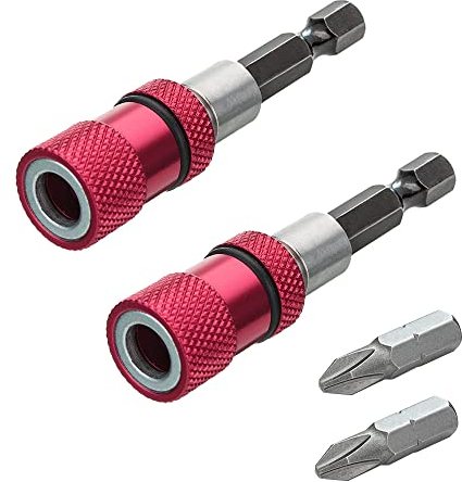 UYUYong 2Pcs Trockenbau bit Magnetisch Schnellwechsel Bithalter Magnet 1/4 Zoll Sechskantschaft Bithalter Schnellwechsler Trockenbauschrauber Aufsatz Magnetischer Bit -Tiefe Einstellbar