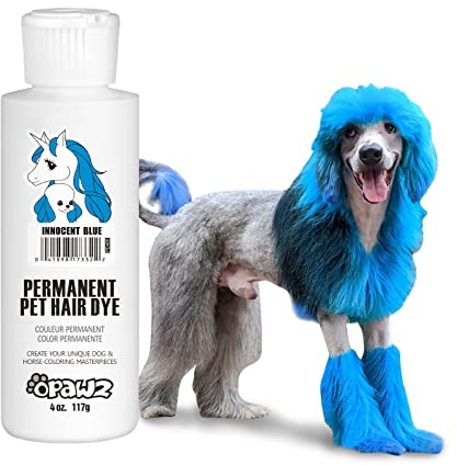 Opawz Permanenter Haustier Haarfarbe, Berufsstand Haustier sicherer Farbstoff hält über 20 Haarwäschen, leuchtende Farbe für Hunde und Pferde (Unschuldig Blau)