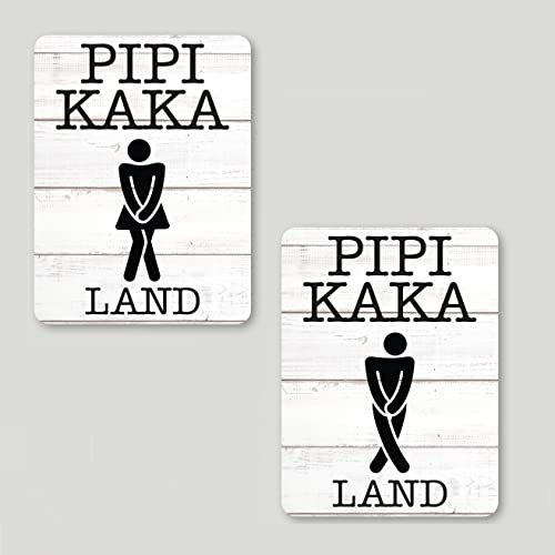 2er Set Alu Dibond Türschild | Pipi Kaka Land |12x16cm | Deko Spruch Wand | zum Aufhängen |