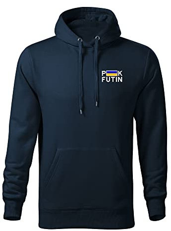 BroiderStudio Puck Futin Putin Stand with Ukraine Flag Marine Sticken Emblem Ursprünglich Kapuzenpullover Prämie Klasse Männer Size M