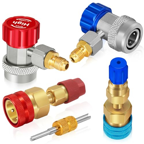 Boltigen Auto A/C R134a R1234yf Schnellkupplungsset, R134a auf R1234yf schnell verstellbarer Adapter-Anschluss-Umbausatz für AC-Kältemittelsystem, Ladeschlaucharmatur