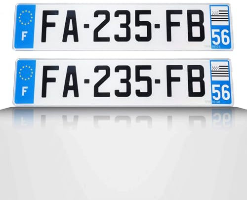 DECOHO - Plaque immatriculation voiture homologuée (Lot de 2) - plastique SIV 520 x 110 mm - Rivet plaque immatriculation inclus