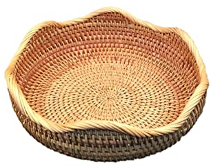 LICHENGTAI Canasta de Mimbre, Cesta de Almacenamiento Tejida, Cesta de Frutas Tejida Ondulada, Cesta de Almacenamiento para Armario Estante Decorativo Cocina Dormitorio Baño