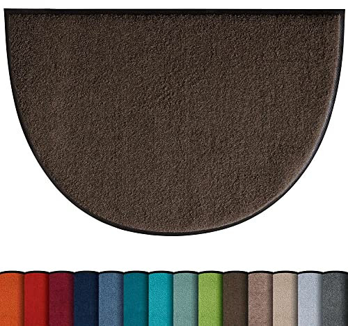 Erwin Müller Fußmatte halbrund Mainz, Schmutzfangmatte, Sauberlaufmatte uni braun Größe 60x85 halbrund - rutschfest, pflegeleicht, für Fußbodenheizung geeignet (weitere Farben, Größen)