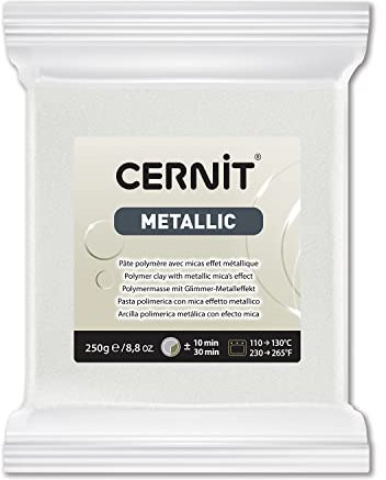 CERNIT CE0870250085C - Block Modelliermasse (Polymer) METALLIC, ofenhärtend, sofort gebrauchsfähig, 250g, für DIY, Schmuck, Figuren, für Einsteiger und Hobbykünstler, Perlmutt, 1 Stück