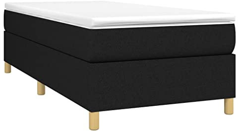 vidaXL Cadre de Lit, Lit Rembourré, Lit Simple avec Sommier à Lattes, Lit Adulte de Chambre à Coucher Intérieur, Moderne, Noir 90x190 cm Tissu