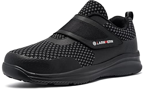 LARNMERN Safety Shoes Mens Safety Trainers Womens Steel Toe Cap Work Industrial Sneakers,12 Black