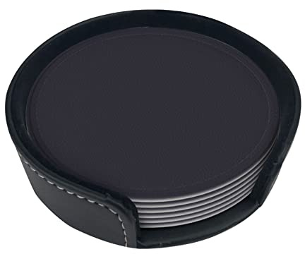 Lot de 6 dessous de verre en cuir violet gentiane foncé, adaptés à toutes sortes de tasses et tasses, protègent les meubles des marques d'eau chaude ou froide et des dommages