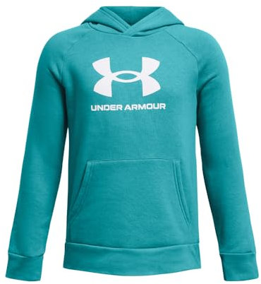 Under Armour Jungen Rival Fleece Big Logo Hoodie, (464) Circuit Teal / White, XL