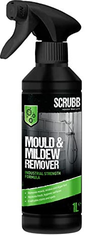 SCRUBB Mould & Mildew Remover, Foam Trigger Spray, Industrial Strength Formulation, Removes Mould, Mildew and Algae Fast, 1L