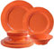 LEHAHA Orange Melamine Dinnerware Set, 12 Piece Kitchen Tableware Plates Bowls Dishes Set, Lightweight Unbreakable Dinnerware Set for 4, Dishwasher Safe and BPA free
