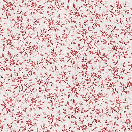 CiCiwind 17.32x118.11 Peel and Stick Wallpaper Red Floral Contact Paper Removable Self Adhesive Wallpaper Sticky Back Plastic Waterproof Vinyl Wrap for Cabinets Walls Shelves Drawer Decor